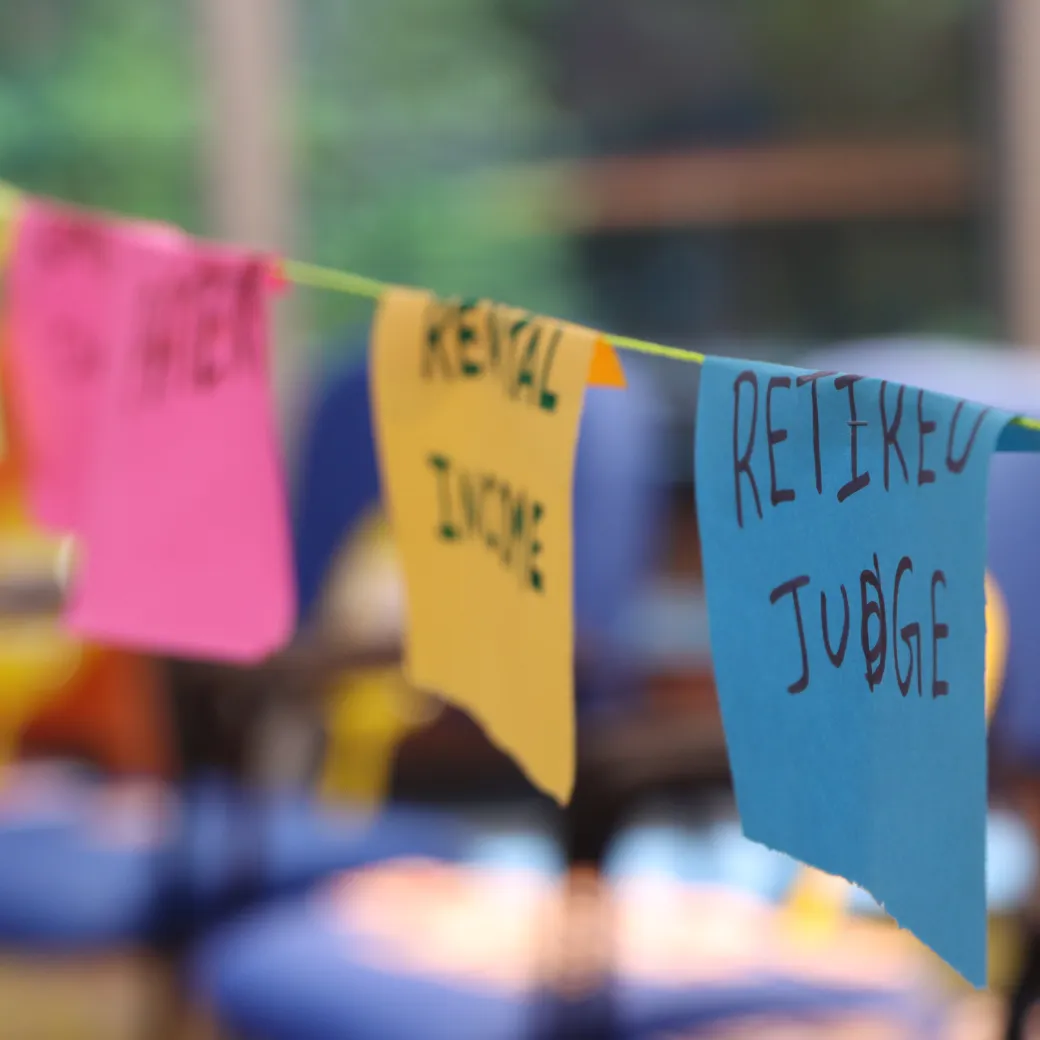 Colorful notes fluttering in the wind