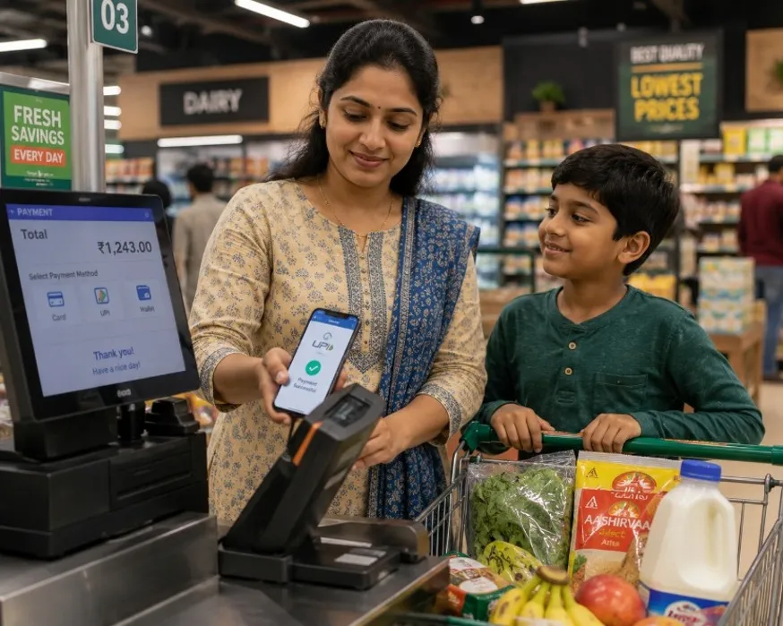 Children shopping in a supermarket